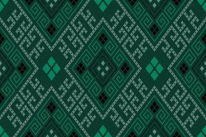 Green Cross stitch colorful geometric traditional ethnic pattern Ikat seamless pattern border abstract design for fabric print cloth dress carpet curtains and sarong Aztec African Indian Indonesian vector