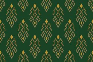 Green Cross stitch colorful geometric traditional ethnic pattern Ikat seamless pattern border abstract design for fabric print cloth dress carpet curtains and sarong Aztec African Indian Indonesian vector