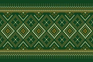 Green Cross stitch colorful geometric traditional ethnic pattern Ikat seamless pattern border abstract design for fabric print cloth dress carpet curtains and sarong Aztec African Indian Indonesian vector