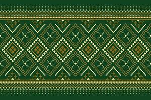 Green Cross stitch colorful geometric traditional ethnic pattern Ikat seamless pattern border abstract design for fabric print cloth dress carpet curtains and sarong Aztec African Indian Indonesian vector