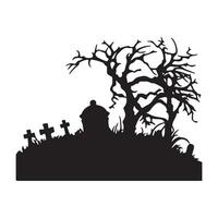 Scary grave halloween design with siluet style and black and white color vector