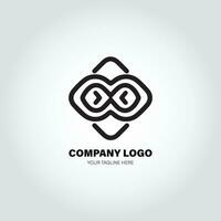 company logo with swivel shapes, in the style of minimalist monochromatic, black and white, simple, stencil design style vector