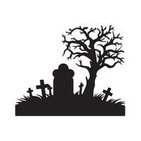 Scary grave halloween design with siluet style and black and white color vector