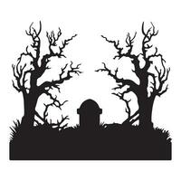 Scary grave halloween design with siluet style and black and white color vector