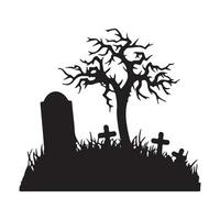 Scary grave halloween design with siluet style and black and white color vector