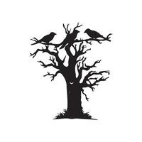 Scary tree halloween design with siluet style and black and white color vector