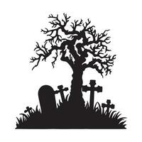 Scary grave halloween design with siluet style and black and white color vector