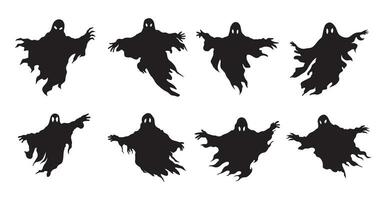 Scary ghost halloween design with siluet style and black and white color vector