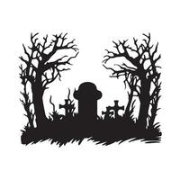 Scary grave halloween design with siluet style and black and white color vector