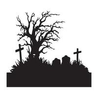 Scary grave halloween design with siluet style and black and white color vector