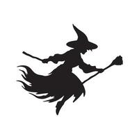 Witch halloween design set with siluet style and black and white color vector