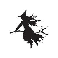 Witch halloween design set with siluet style and black and white color vector