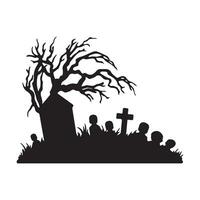 Scary grave halloween design with siluet style and black and white color vector