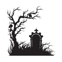 Scary grave halloween design with siluet style and black and white color vector