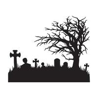 Scary grave halloween design with siluet style and black and white color vector