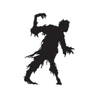 Scary zombie halloween design with siluet style and black and white color vector