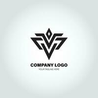 company logo with swivel shapes, in the style of minimalist monochromatic, black and white, simple, stencil design style vector