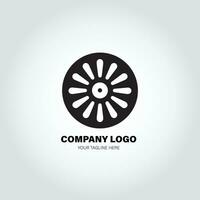 empresa logo con girar formas, en el estilo de minimalista monocromo, negro y blanco, simple, plantilla diseño estilo vector