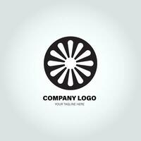 empresa logo con girar formas, en el estilo de minimalista monocromo, negro y blanco, simple, plantilla diseño estilo vector