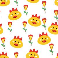 sin costura modelo con linda dibujos animados pollo y flores para tela imprimir, textil, regalo envase papel. vistoso vector para textil, plano estilo