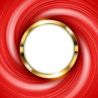 Metallic Gold Ring with Text Space and Swirl Red Light, Vector Illustration