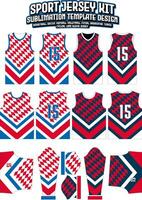 Red Squares Jersey Design Sportswear Layout Template vector