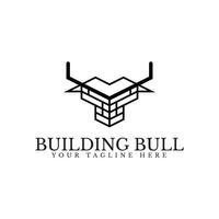 Bull head building logo vector. Minimal, simple and modern. vector