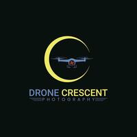 Crescent drone logo vector. vector