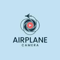 Airplane camera lens video logo vector. vector