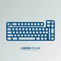 Minimal or abstract computer keyboard logo vector icon silhouette isolated on white background