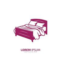 un logo de cama, cama icono, cómodo cama vector silueta aislado rosado
