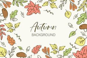 Autumn background, frame with colorful leaves. Trendy modern design. Vector template for card, banner, invitation, social media post, poster, mobile apps, web ads.