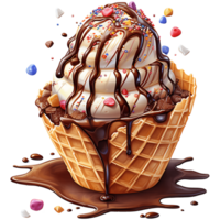 Ice cream with topping on a transparent background AI Generative png