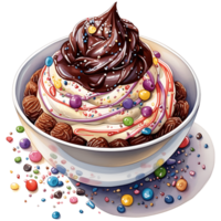 Ice cream with topping on a transparent background AI Generative png