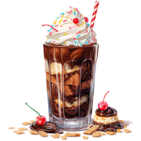 chocolate malteada con coberturas en un transparente antecedentes ai generativo png