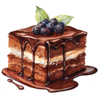 dark chocolate cake with  on a transparent background AI Generative png