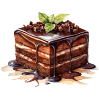 dark chocolate cake with  on a transparent background AI Generative png