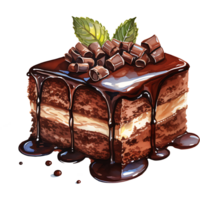 dark chocolate cake with  on a transparent background AI Generative png