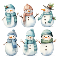 Snowman Christmas Watercolor transparrent background AI Generative png