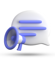 3d rendering of megaphone and speech bubble icons, 3D pastel chat icon set. png