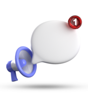 3d rendering of megaphone and speech bubble with notification icons, 3D pastel chat icon set. png