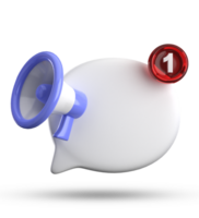 3d rendering of megaphone and speech bubble with notification icons, 3D pastel chat icon set. png