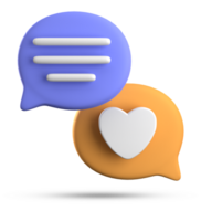 3d rendering of speech love bubble icons, 3D pastel chat love icon set. png