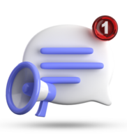 3d rendering of megaphone and speech bubble with notification icons, 3D pastel chat icon set. png