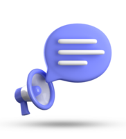 3d Rendern von Megaphon und Rede Blase Symbole, 3d Pastell- Plaudern Symbol Satz. png