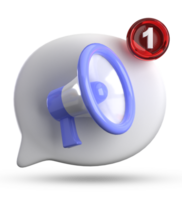 3d Rendern von Megaphon und Rede Blase mit Benachrichtigung Symbole, 3d Pastell- Plaudern Symbol Satz. png