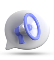 3d Rendern von Megaphon und Rede Blase Symbole, 3d Pastell- Plaudern Symbol Satz. png