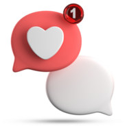 3d rendering of speech love bubble with notification icons, 3D pastel chat love icon set. png