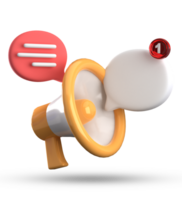 3d Rendern von Megaphon und Rede Blase mit Benachrichtigung Symbole, 3d Pastell- Plaudern Symbol Satz. png