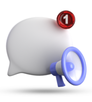 3d rendering of megaphone and speech bubble with notification icons, 3D pastel chat icon set. png